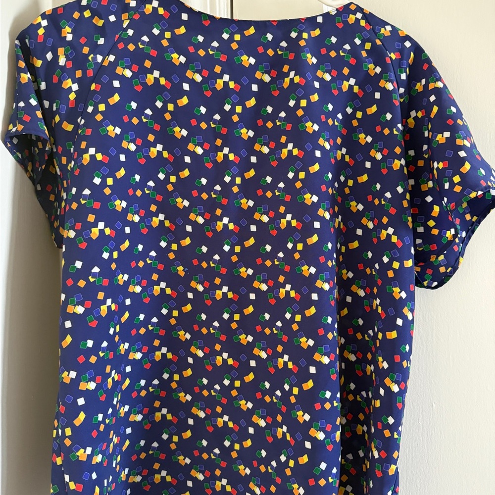 Vintage Colorful Confetti Print Blouse